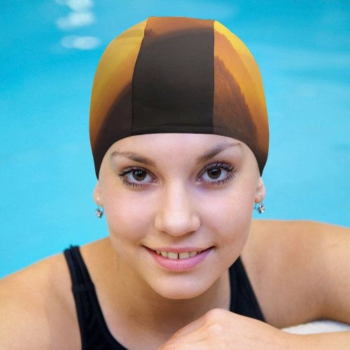 yanfind Swimming Cap Valley Golden Hour Sunlight Mountains Landscape Italy Morning Light Elastic,suitable for long and short hair