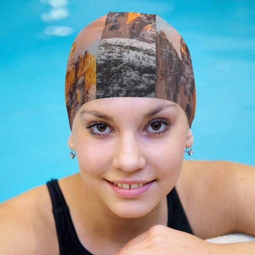 yanfind Swimming Cap Daniel Seßler Tre Cime Di Lavaredo Italy  Range Rock Formations Snow Elastic,suitable for long and short hair