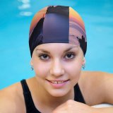 yanfind Swimming Cap Quang Nguyen Lighthouse Sunset Dusk  Seascape Scenic Ocean Elastic,suitable for long and short hair