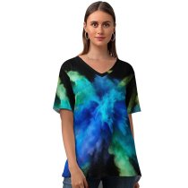 yanfind V Neck T-shirt for Women Burst Splash MacOS Sierra Summer Top  Short Sleeve Casual Loose