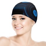yanfind Swimming Cap Abstract Dark Circles Illusion Spiral Rings Elastic,suitable for long and short hair