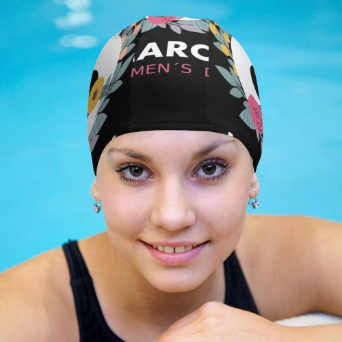 yanfind Swimming Cap Dark Celebrations Minimal Woman's March Th Minimalist Elastic,suitable for long and short hair