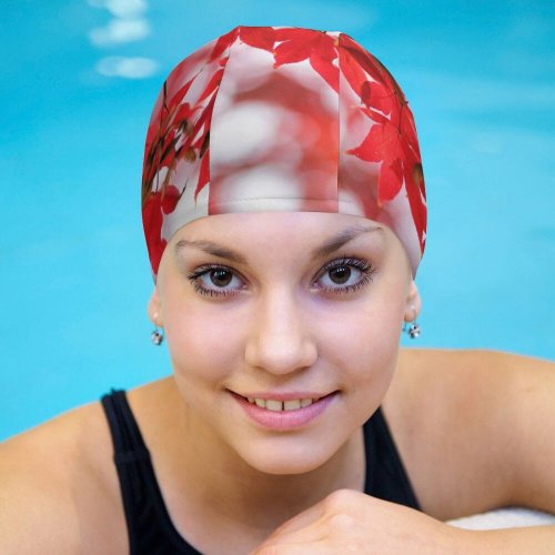 yanfind Swimming Cap Leaves Bokeh Closeup Autumn Maple Branches Fall Blurred Seasons Elastic,suitable for long and short hair