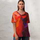 yanfind V Neck T-shirt for Women Originative GraphiX Abstract Fire Lower Antelope Canyon Paranoid Android Calidity Summer Top  Short Sleeve Casual Loose