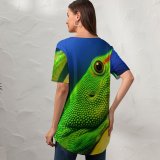yanfind V Neck T-shirt for Women Lizard Closeup Macro Reptile Vivid HDR Summer Top  Short Sleeve Casual Loose