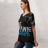 yanfind V Neck T-shirt for Women Black Dark Quotes Respawn Live Die Repeat Hardcore Gamer Quotes Dark Summer Top  Short Sleeve Casual Loose