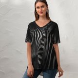 yanfind V Neck T-shirt for Women Kruger Africa Wildlife Wallpapers Zebra Pictures Face Endangered Creative National Grey Summer Top  Short Sleeve Casual Loose