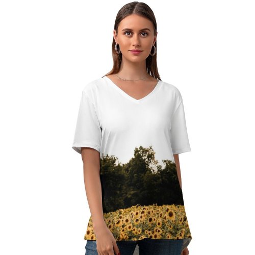 yanfind V Neck T-shirt for Women Jaguar Petal Wisconsin Flowers Plant Leopard Panther Free States Summer Lannon Summer Top  Short Sleeve Casual Loose
