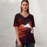 yanfind V Neck T-shirt for Women Daniel Olah Antelope Canyon Lower Antelope Canyon Rocks Arizona Summer Top  Short Sleeve Casual Loose