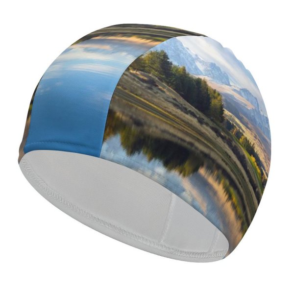 yanfind Swimming Cap Destin Mount Hutton Lake Landscape Reflections Zealand Elastic,suitable for long and short hair