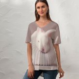 yanfind V Neck T-shirt for Women Cute Rabbit Newborn Baby Bunny Sock Cute Bunny Summer Top  Short Sleeve Casual Loose