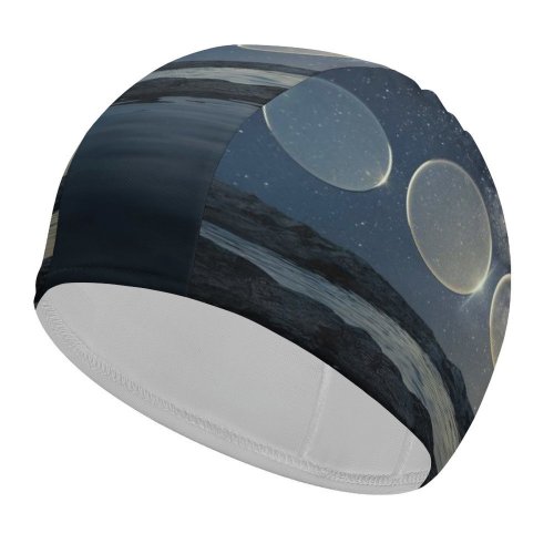 yanfind Swimming Cap Karan Gujar Seashore Dusk Circles Starry Sky Sunset Elastic,suitable for long and short hair
