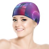 yanfind Swimming Cap Beeple Love Couple Dream Neon Starry Sky Rocks Silhouette Colorful Elastic,suitable for long and short hair