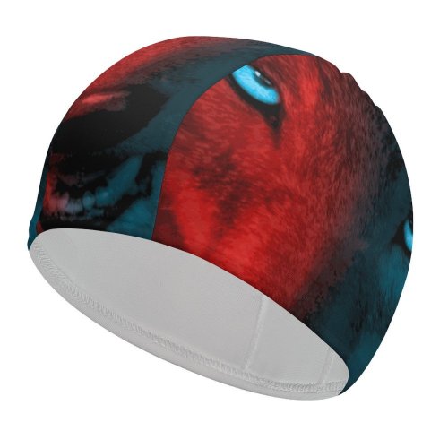 yanfind Swimming Cap Wolf Scary Gradient Dark Elastic,suitable for long and short hair