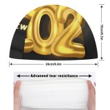 yanfind Swimming Cap Celebrations Year Happy Golden Letters Dark Elastic,suitable for long and short hair