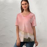 yanfind V Neck T-shirt for Women Beach Seashore Baby Aerial IOS Summer Top  Short Sleeve Casual Loose