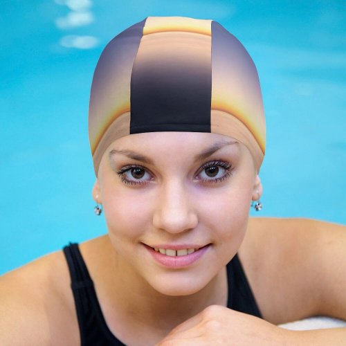yanfind Swimming Cap Sunset Beach Beautiful Scenery Ocean Clear Sky Horizon Seascape Elastic,suitable for long and short hair