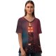 yanfind V Neck T-shirt for Women Luca Bravo Empire State Building Manhattan York City Skyscraper Night Cityscape City Summer Top  Short Sleeve Casual Loose