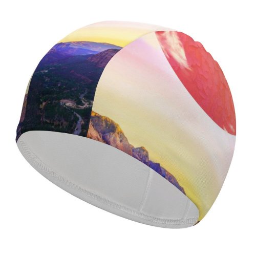 yanfind Swimming Cap Jessica   Valley Purple Sky Cracked Daytime Surreal Scenery Elastic,suitable for long and short hair