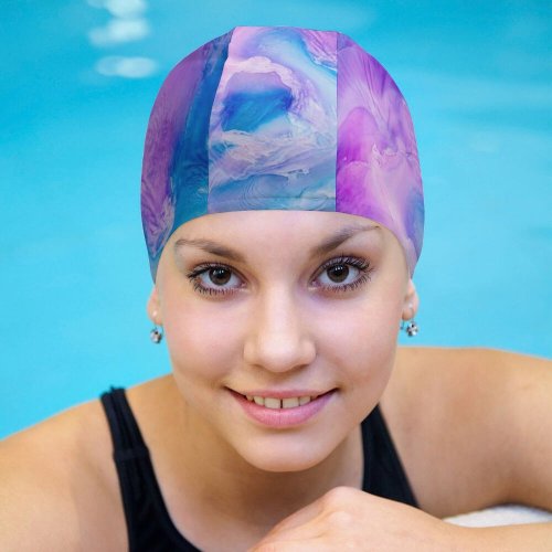 yanfind Swimming Cap Robert Kohlhuber Abstract Liquid Art Pearl Colorful Fluid Elastic,suitable for long and short hair