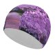 yanfind Swimming Cap Cherry  Trees Purple Flowers Pathway Park Floral Colorful Spring Beautiful Elastic,suitable for long and short hair