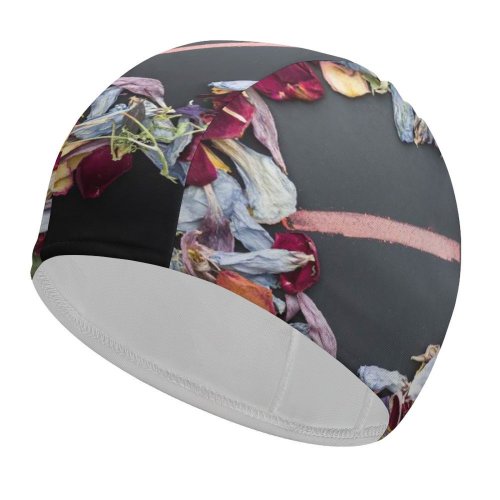 yanfind Swimming Cap Love Heart Dark Flowers Petals Arrow Chalkboard Elastic,suitable for long and short hair