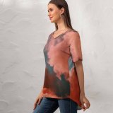 yanfind V Neck T-shirt for Women Cumulus HQ Texture Sky Wallpapers Outdoors Aesthetic Art Pictures Cloud PNG Summer Top  Short Sleeve Casual Loose