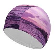 yanfind Swimming Cap British Virgin Islands Purple Sky  Sunset Seascape Tropical Elastic,suitable for long and short hair