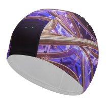 yanfind Swimming Cap Denys Nevozhai Interchange Roads Intersection Cityscape Aerial Night Time City Lights Purple Elastic,suitable for long and short hair