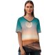 yanfind V Neck T-shirt for Women Bloodmoon Space Night Mist Bigmoon Outer Astronomy Sky Wallpapers Mornings Mountain Summer Top  Short Sleeve Casual Loose