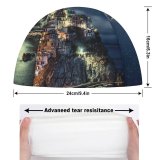 yanfind Swimming Cap Dominic Kamp Manarola Town Cinque Terre Night Time Seascape Starry Sky Boats Elastic,suitable for long and short hair