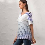 yanfind V Neck T-shirt for Women Architecture Ceiling Dome Skylight Look Indoor Structure Geometrical Summer Top  Short Sleeve Casual Loose