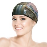 yanfind Swimming Cap Danny García Brooklyn  York Cityscape City Lights Reflections Skyscrapers Suspension Elastic,suitable for long and short hair