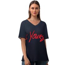 yanfind V Neck T-shirt for Women Black Dark Quotes Be Yourself Be You Inspirational Quotes Dark Typography Summer Top  Short Sleeve Casual Loose