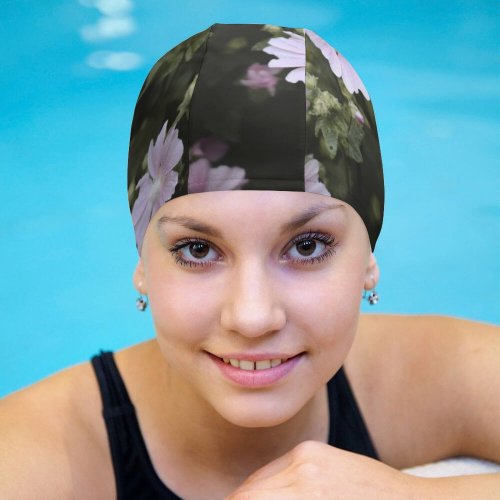 yanfind Swimming Cap Rainy Geranium Images Botanical  Plant Garden  Flower Floral Petal Free Elastic,suitable for long and short hair