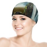 yanfind Swimming Cap Simon Bardet Waterfall Forest Rocks Elastic,suitable for long and short hair