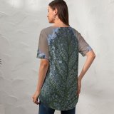 yanfind V Neck T-shirt for Women Floral Mist Frost Foliage Public Snow Wallpapers Plant Outdoors Scenery Winter Summer Top  Short Sleeve Casual Loose