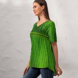 yanfind V Neck T-shirt for Women Ricardo Gomez Angel Banana Leaf Texture Drops Closeup Summer Top  Short Sleeve Casual Loose