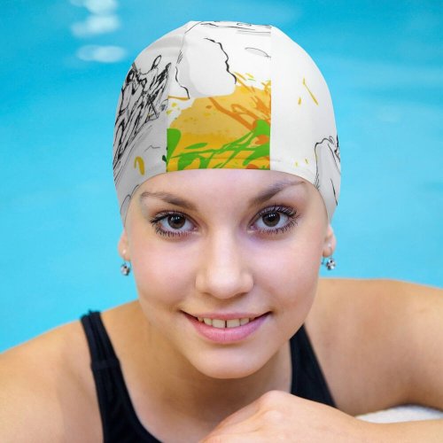 yanfind Swimming Cap  Pal Celebrations Independence India August Th Tricolor Indian Flag Elastic,suitable for long and short hair