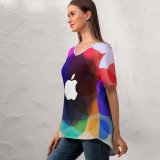 yanfind V Neck T-shirt for Women Technology WWDC Colorful Gradient Summer Top  Short Sleeve Casual Loose
