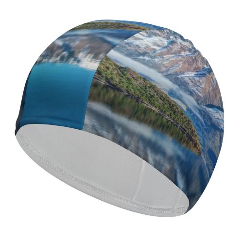 yanfind Swimming Cap Trey Ratcliff Snow Mountains Lake Reflection Sky Landscape Clouds Elastic,suitable for long and short hair