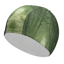 yanfind Swimming Cap Johannes Plenio Forest Path Fall Calm Elastic,suitable for long and short hair