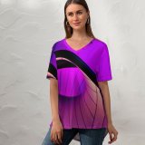 yanfind V Neck T-shirt for Women Mimi Garcia Architecture Science Modern Architecture London England Neon Purple Summer Top  Short Sleeve Casual Loose