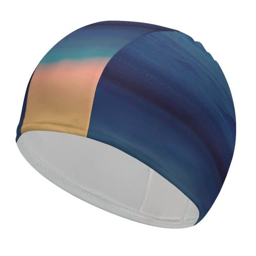 yanfind Swimming Cap Johannes Plenio Mountains Lake River Dusk Evening Reflection Boating Silhouette Elastic,suitable for long and short hair