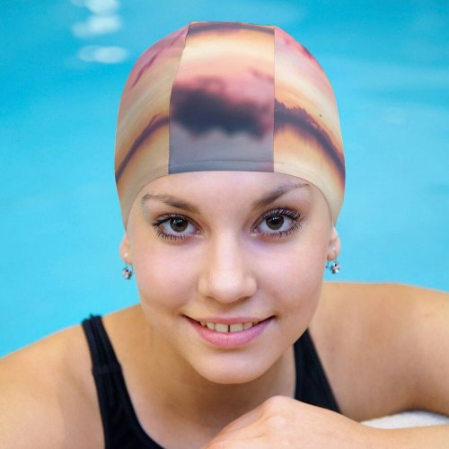yanfind Swimming Cap Johannes Plenio Golden Hour Sunset River Boating Dusk Reflection Evening Sky Elastic,suitable for long and short hair