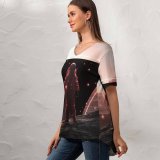 yanfind V Neck T-shirt for Women Gerro Space Astronaut Void ScFi Space Suit Space Adventure Summer Top  Short Sleeve Casual Loose