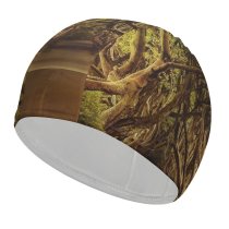 yanfind Swimming Cap Dorothe Avenue Trees Woods Forest Path Road Landscape Sunlight Atmospheric Elastic,suitable for long and short hair
