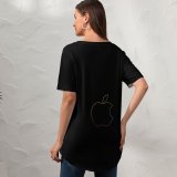 yanfind V Neck T-shirt for Women Technology Dark Minimal Colorful Summer Top  Short Sleeve Casual Loose