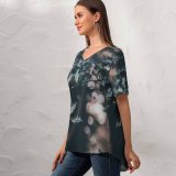 yanfind V Neck T-shirt for Women Christmas Flora HQ Pond Confetti Wallpapers Plant Free Winter Pictures Cherry Summer Top  Short Sleeve Casual Loose