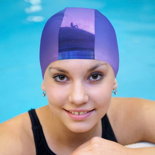 yanfind Swimming Cap RicoDZ Fantasy Girl Rooftop Sky Home Dream Whale Starry Night Purple Elastic,suitable for long and short hair